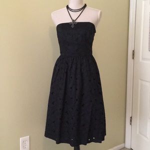 Ann Taylor black eyelet strapless dress Size 4